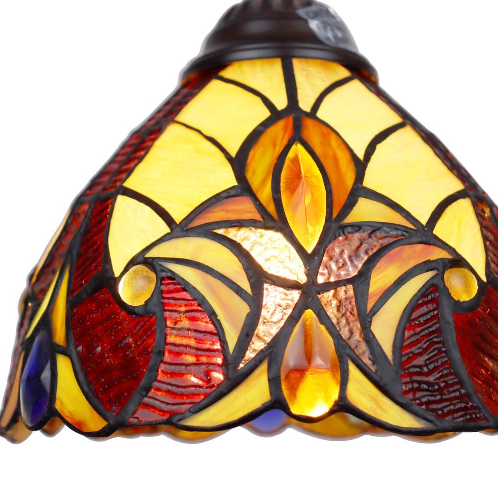 CHLOE Lighting ADIA Victorian Tiffany-Syle Dark Bronze 1 Light Mini Pendant 8" Wide. Picture 4