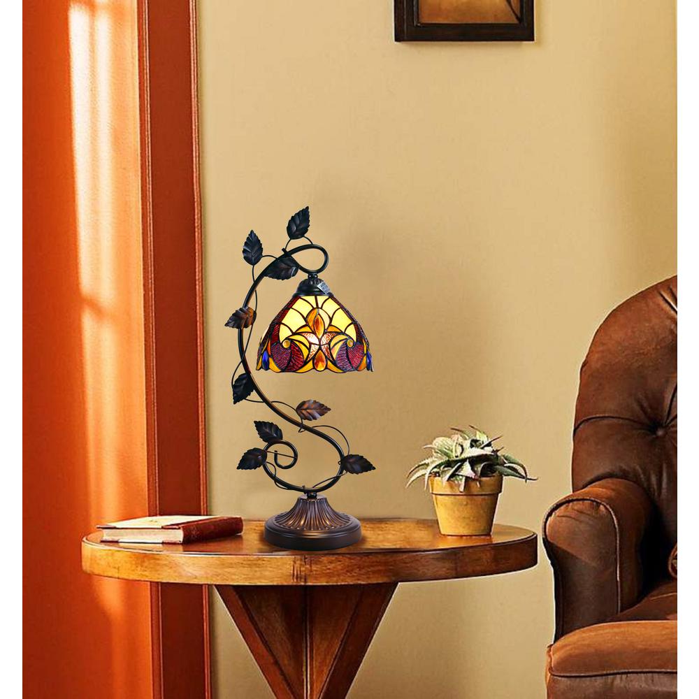 CHLOE Lighting ADIA Victorian Tiffany-Syle Dark Bronze 1 Light Accent Table Lamp 8" Wide. Picture 6