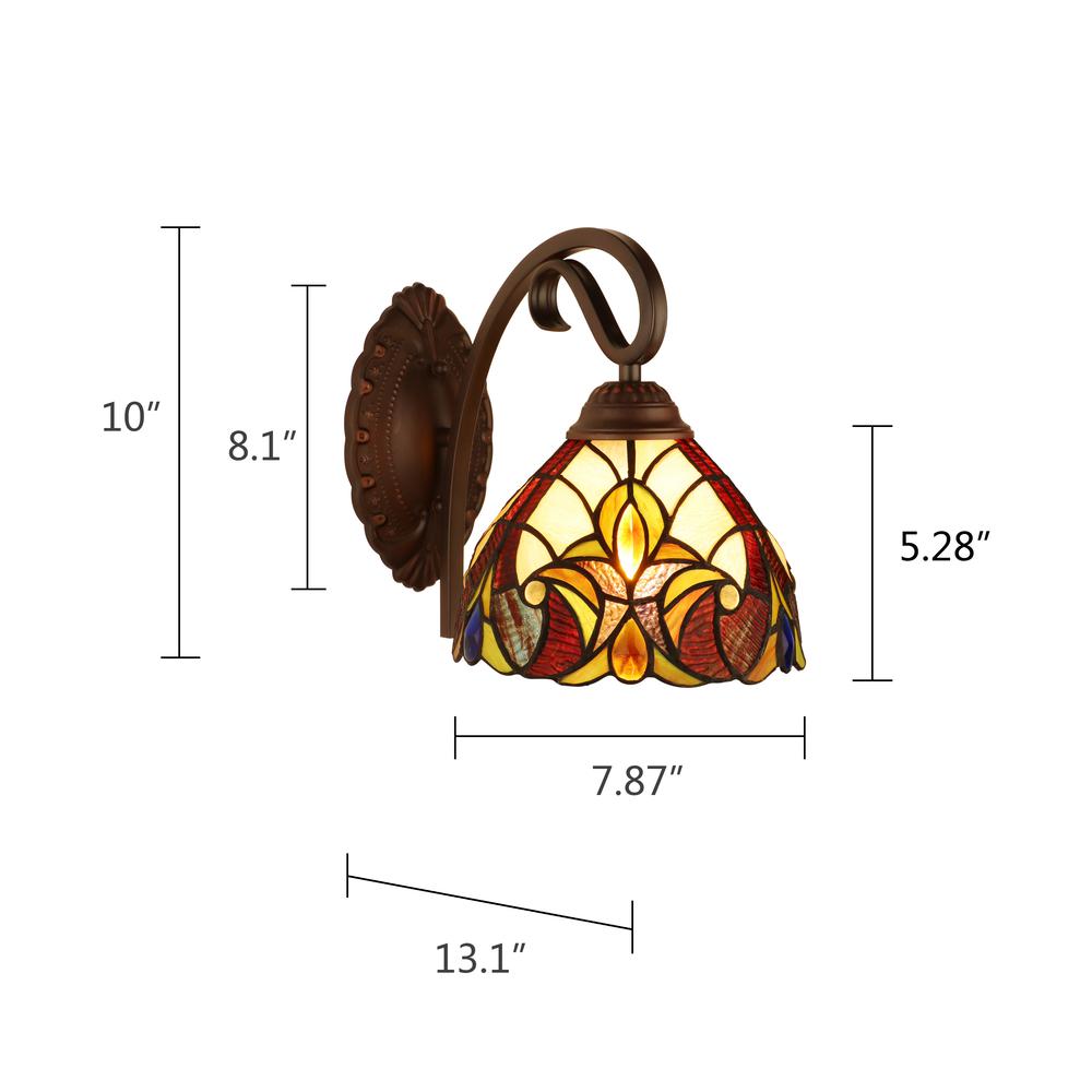 ADIA Victorian-Style 1-Light Dark Bronze Finish Wall Sconce 8" Shade. Picture 8
