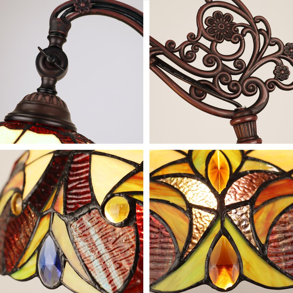 CHLOE Lighting ADIA Tiffany-Style Dark Bronze 1-Light Victorian Reading Floor Lamp 11" Shade. Picture 3