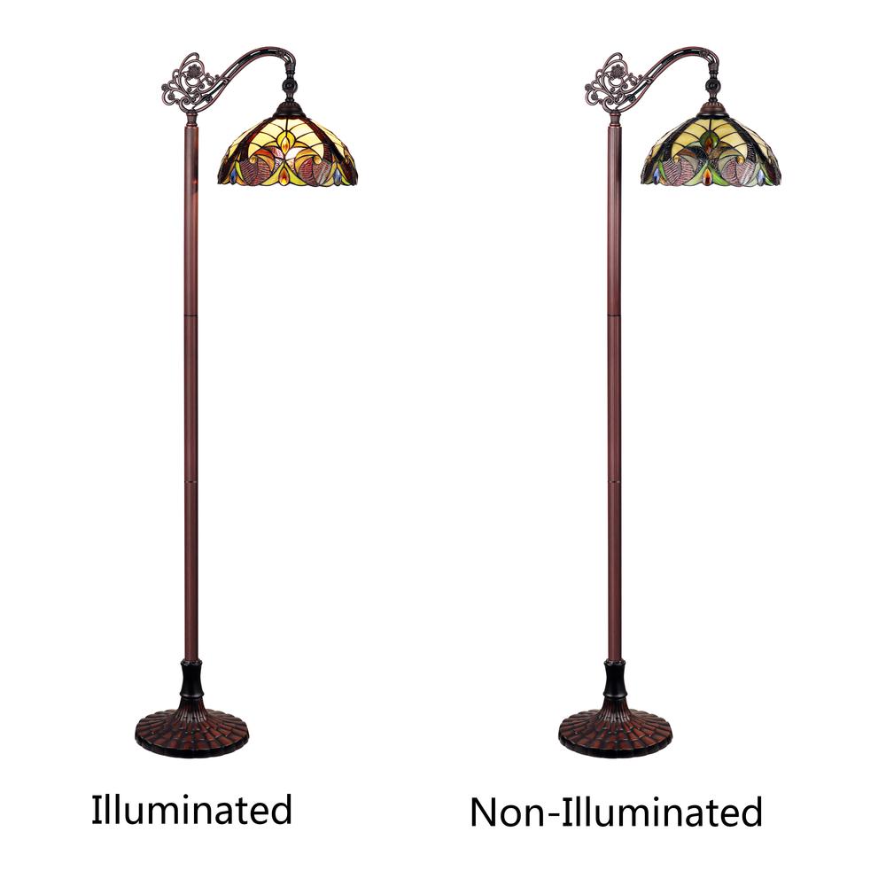CHLOE Lighting ADIA Tiffany-Style Dark Bronze 1-Light Victorian Reading Floor Lamp 11" Shade. Picture 4