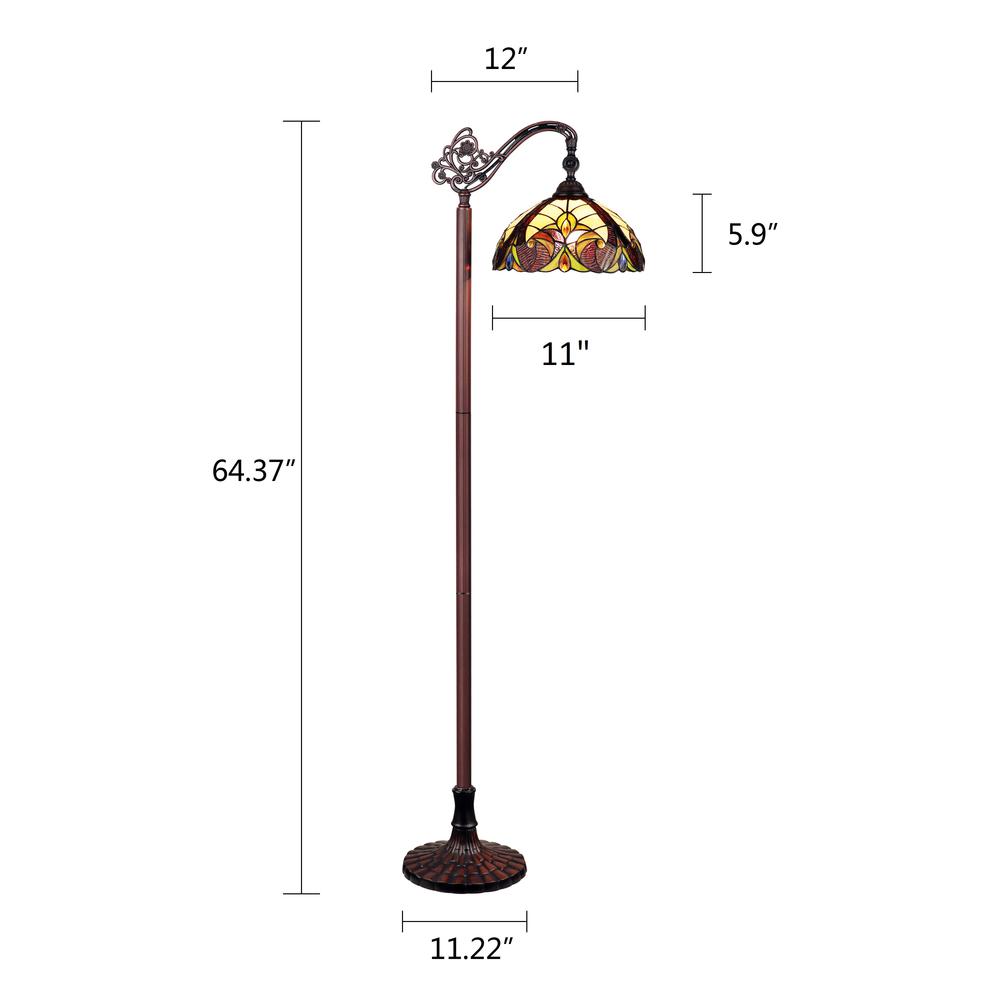 CHLOE Lighting ADIA Tiffany-Style Dark Bronze 1-Light Victorian Reading Floor Lamp 11" Shade. Picture 6