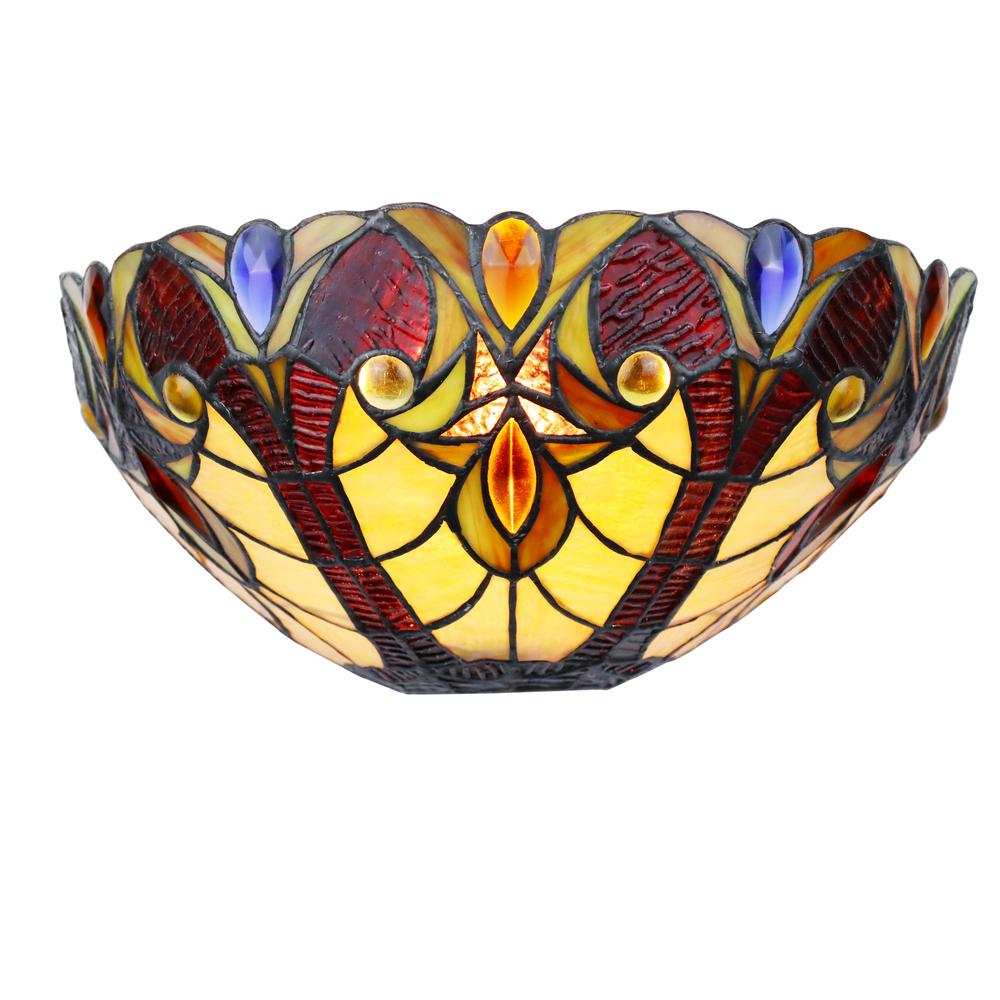 CHLOE Lighting ADIA Victorian Tiffany-Syle Dark Bronze 1 Light Wall Sconce 12" Wide. Picture 2