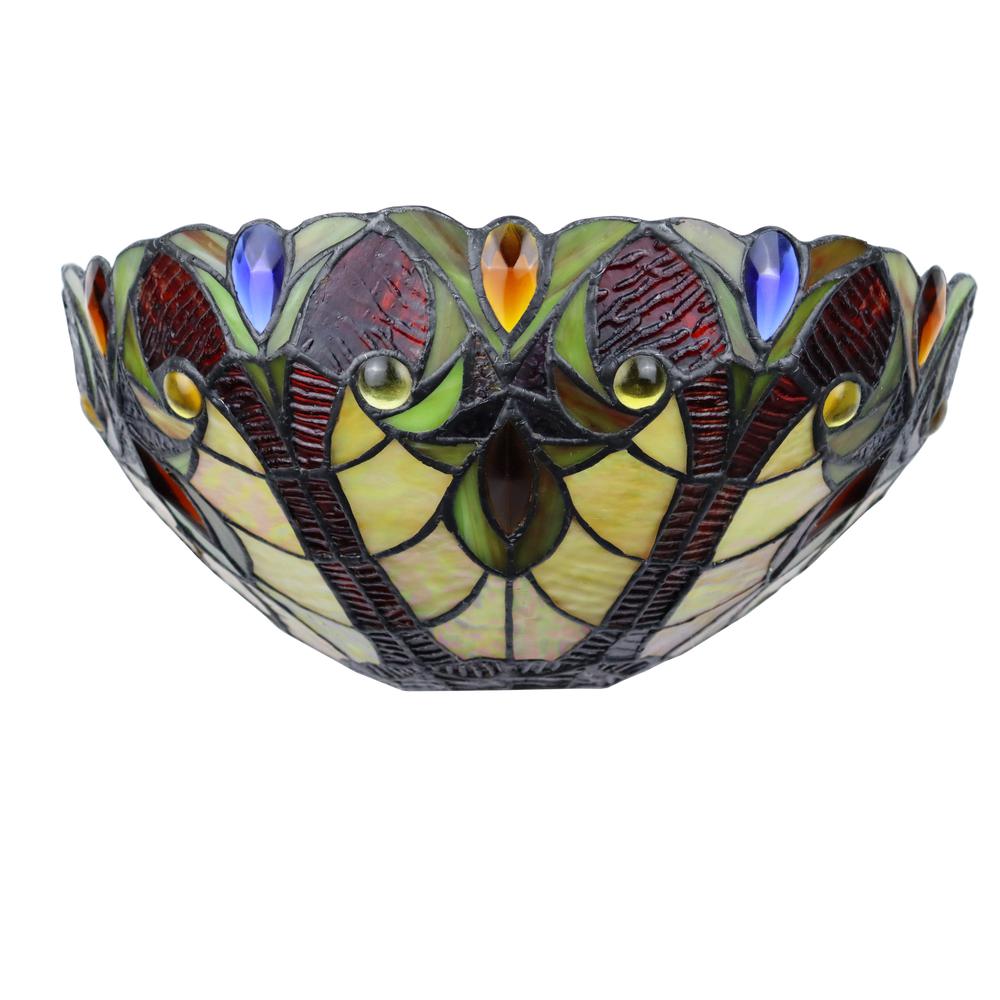 CHLOE Lighting ADIA Victorian Tiffany-Syle Dark Bronze 1 Light Wall Sconce 12" Wide. Picture 3