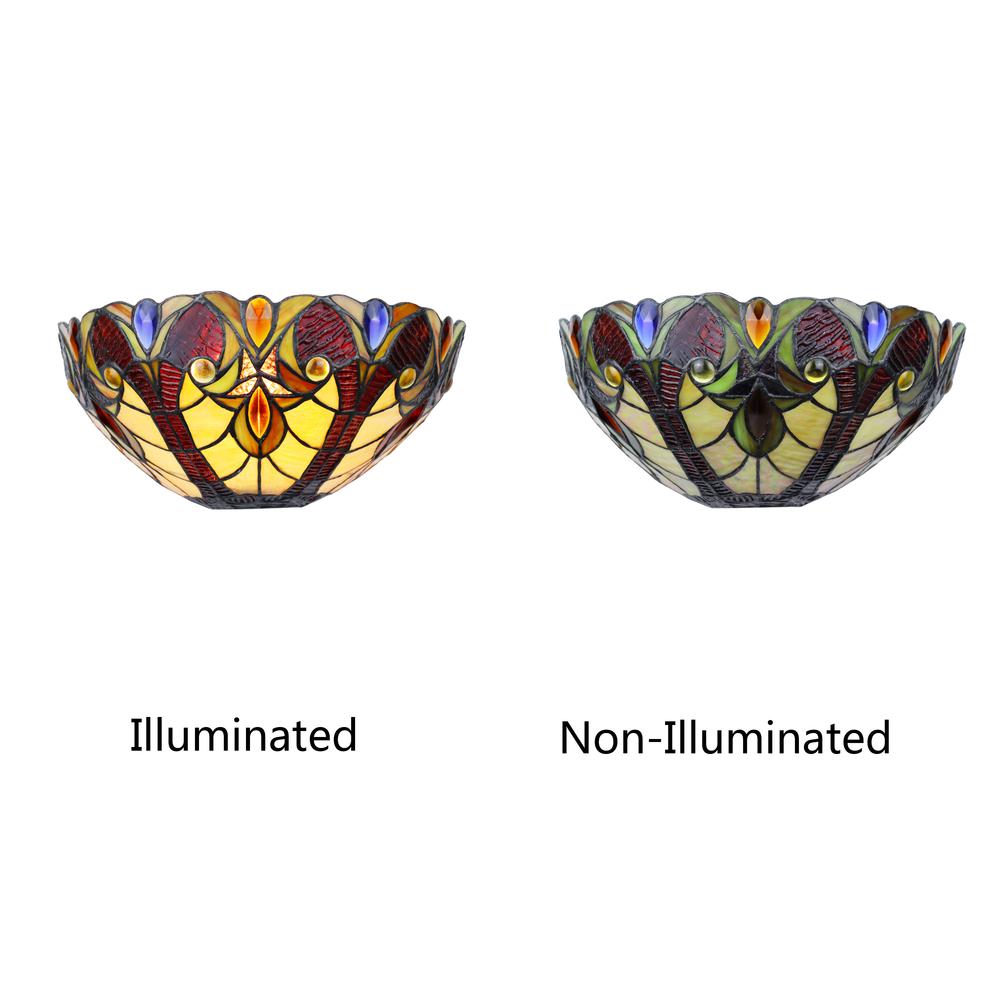 CHLOE Lighting ADIA Victorian Tiffany-Syle Dark Bronze 1 Light Wall Sconce 12" Wide. Picture 4