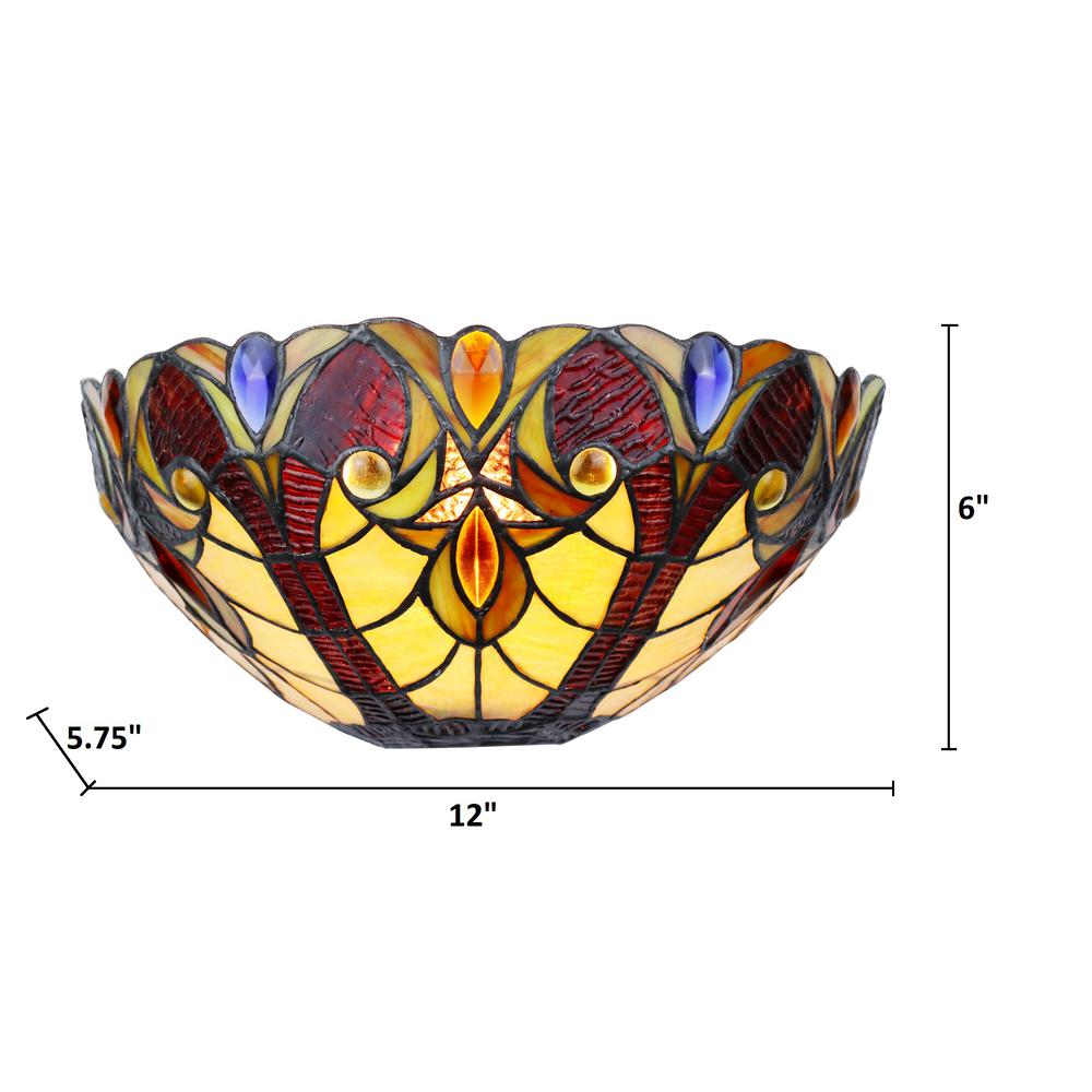 CHLOE Lighting ADIA Victorian Tiffany-Syle Dark Bronze 1 Light Wall Sconce 12" Wide. Picture 1