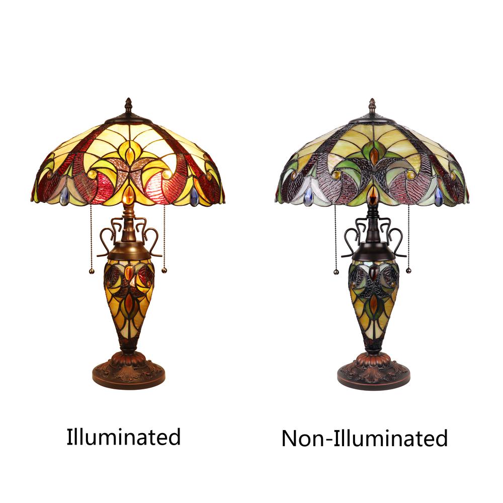 CHLOE Lighting ADIA Victorian-Style Dark Bronze 3 Light Double Lit Table Lamp 16" Wide. Picture 5