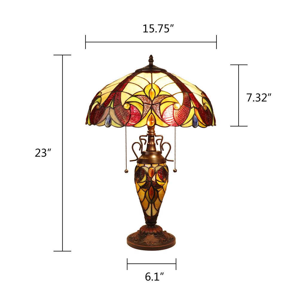 CHLOE Lighting ADIA Victorian-Style Dark Bronze 3 Light Double Lit Table Lamp 16" Wide. Picture 8