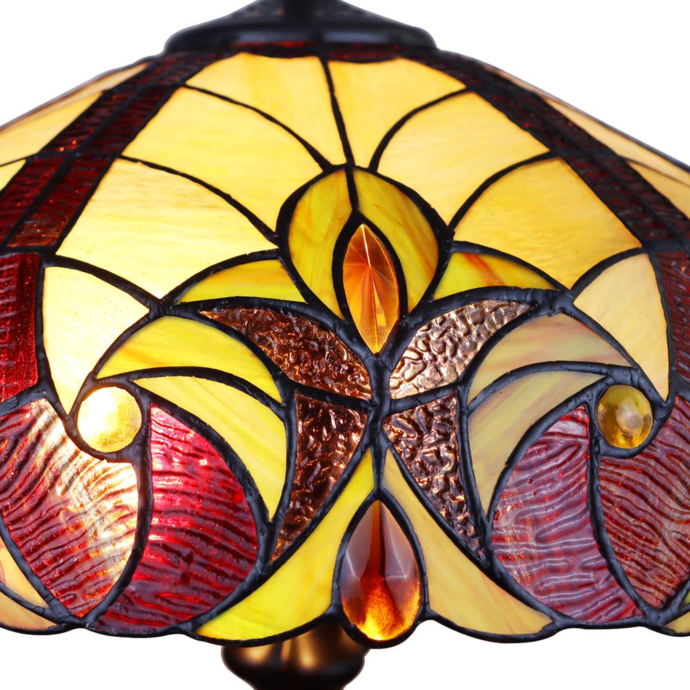 CHLOE Lighting ADIA Victorian Tiffany-Syle Dark Bronze 2 Light Table Lamp 16" Wide. Picture 4