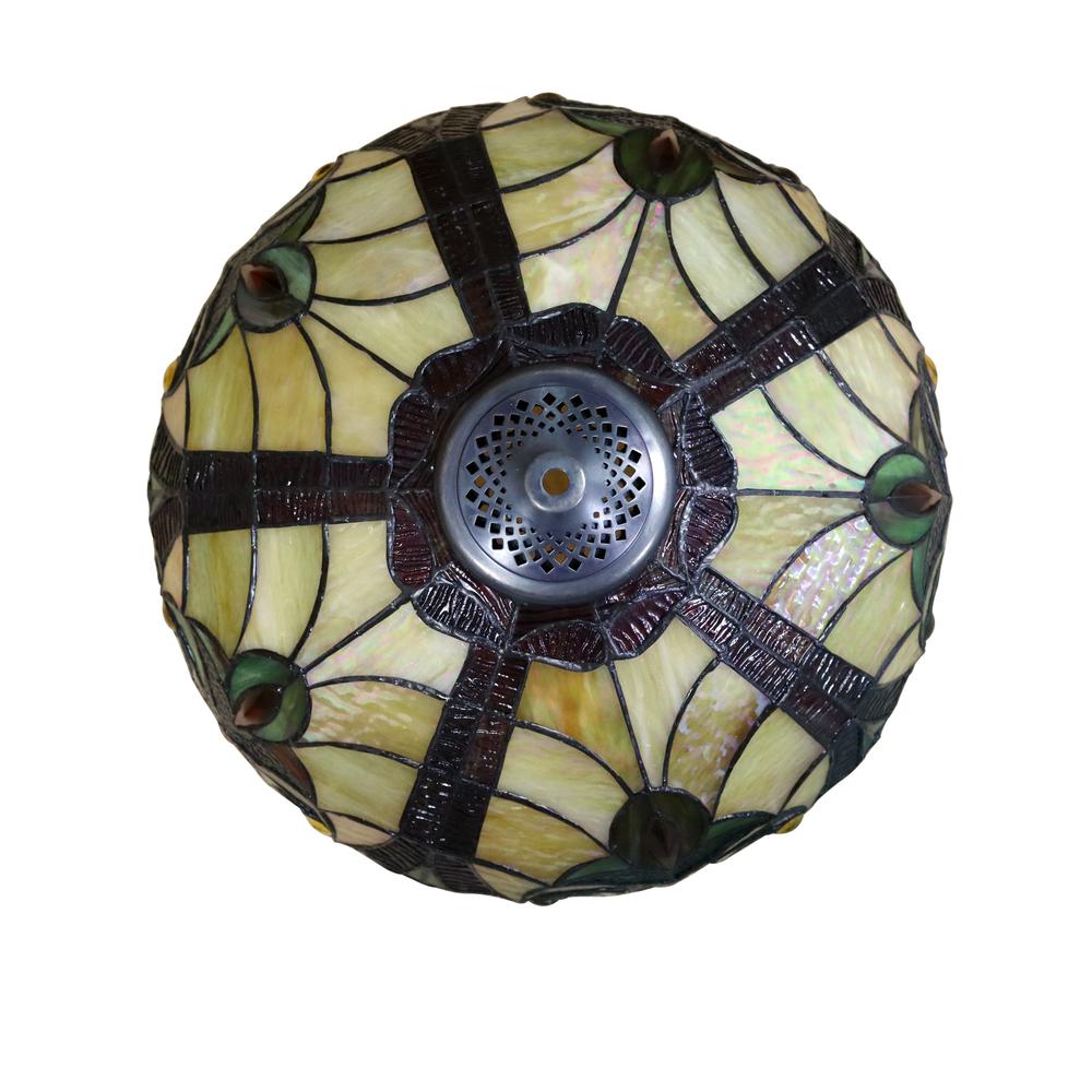 CHLOE Lighting ADIA Victorian Tiffany-Style Dark Bronze 2 Light Semi-Flush Fixture 16" Wide. Picture 5