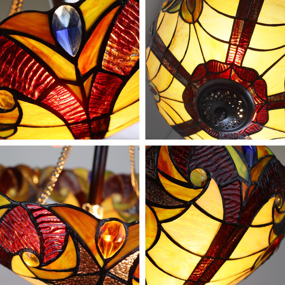 CHLOE Lighting ADIA Victorian Tiffany-Style Dark Bronze 2 Light Semi-Flush Fixture 16" Wide. Picture 4
