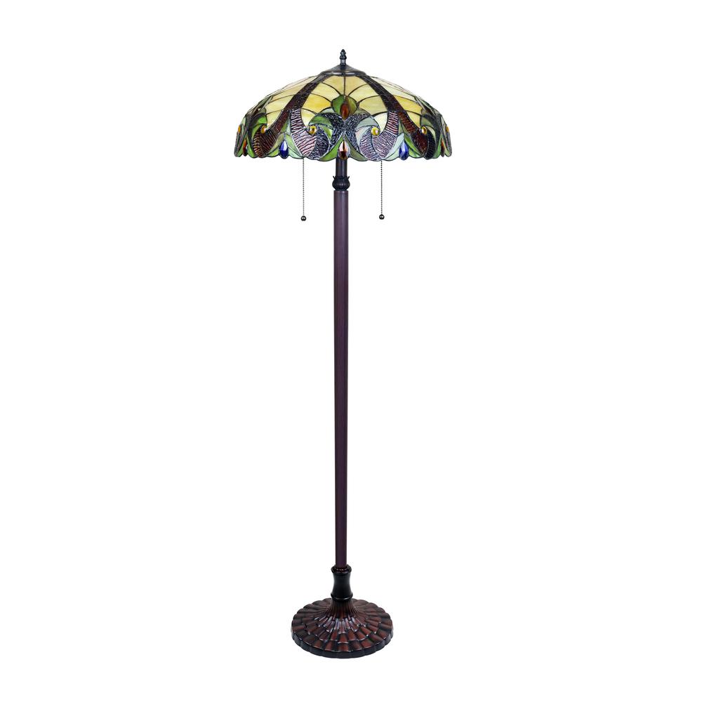 CHLOE Lighting ADIA Tiffany-Style Dark Bronze 2-Light Victorian Floor Lamp 18" Shade. Picture 2