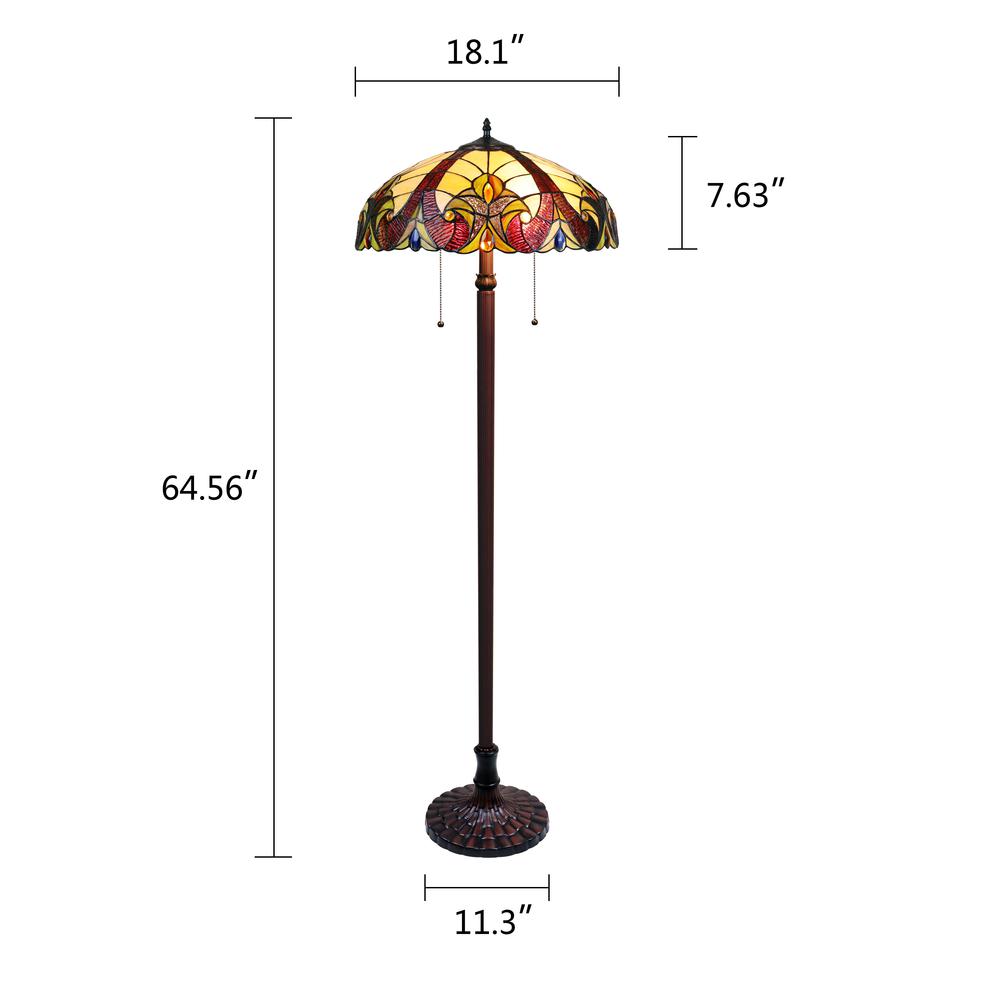 CHLOE Lighting ADIA Tiffany-Style Dark Bronze 2-Light Victorian Floor Lamp 18" Shade. Picture 8