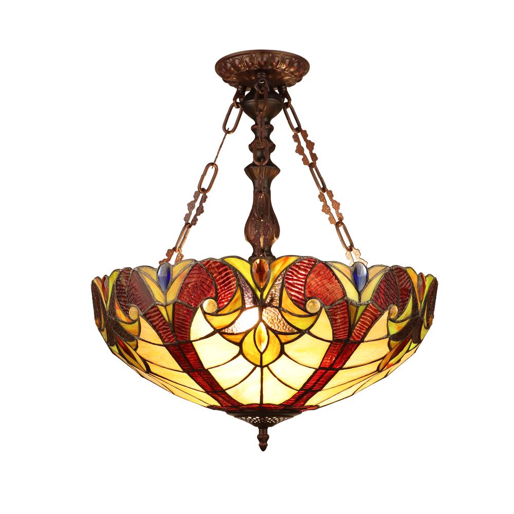 CHLOE Lighting ADIA Victorian-Style Dark Bronze 2 Light Inverted Ceiling Pendant 18" Wide. Picture 1
