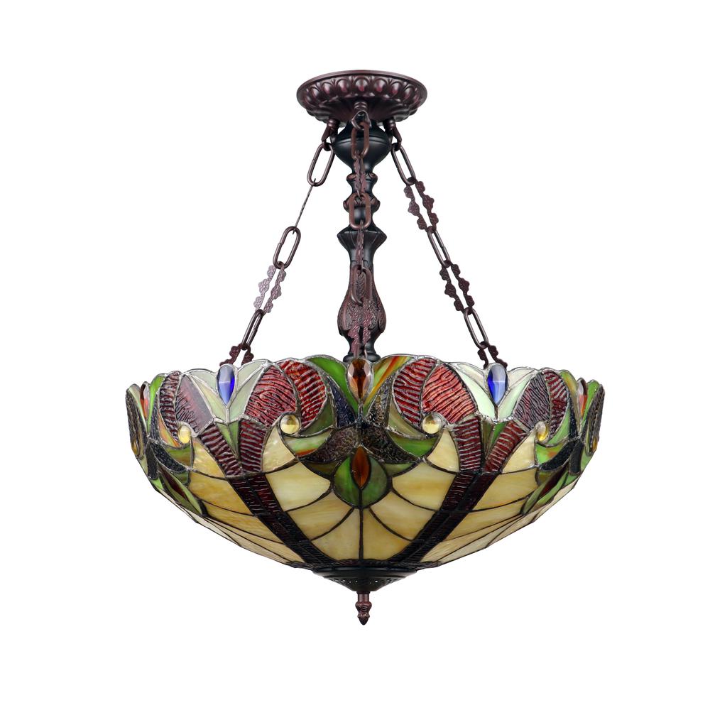 CHLOE Lighting ADIA Victorian-Style Dark Bronze 2 Light Inverted Ceiling Pendant 18" Wide. Picture 2