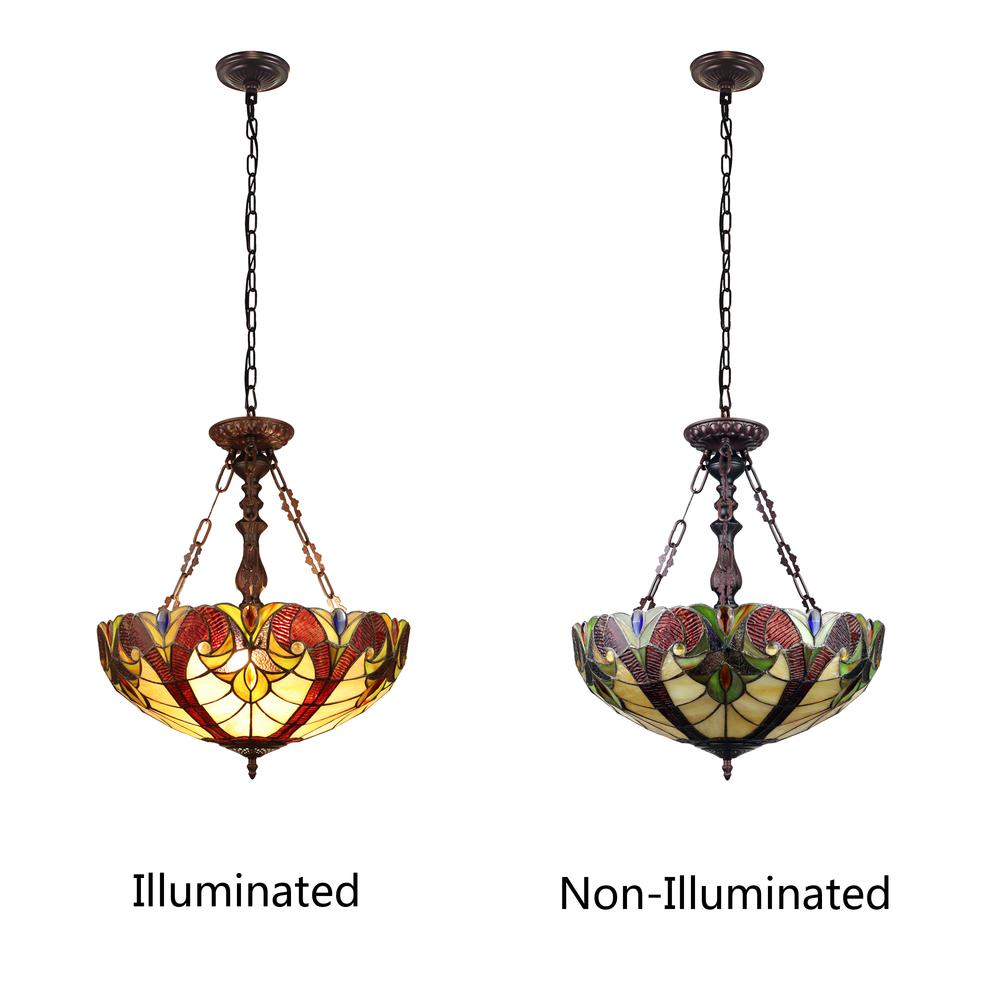 CHLOE Lighting ADIA Victorian-Style Dark Bronze 2 Light Inverted Ceiling Pendant 18" Wide. Picture 5