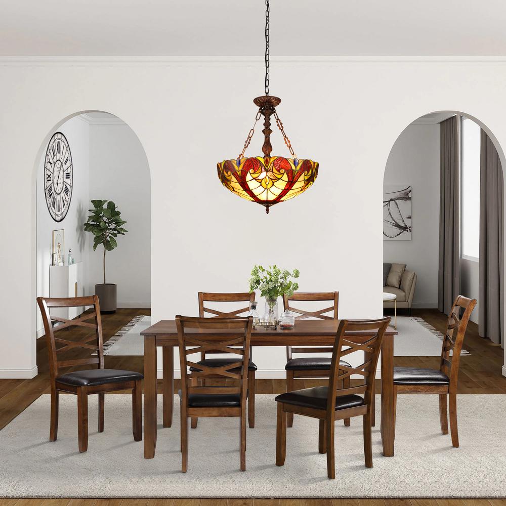 CHLOE Lighting ADIA Victorian-Style Dark Bronze 2 Light Inverted Ceiling Pendant 18" Wide. Picture 6