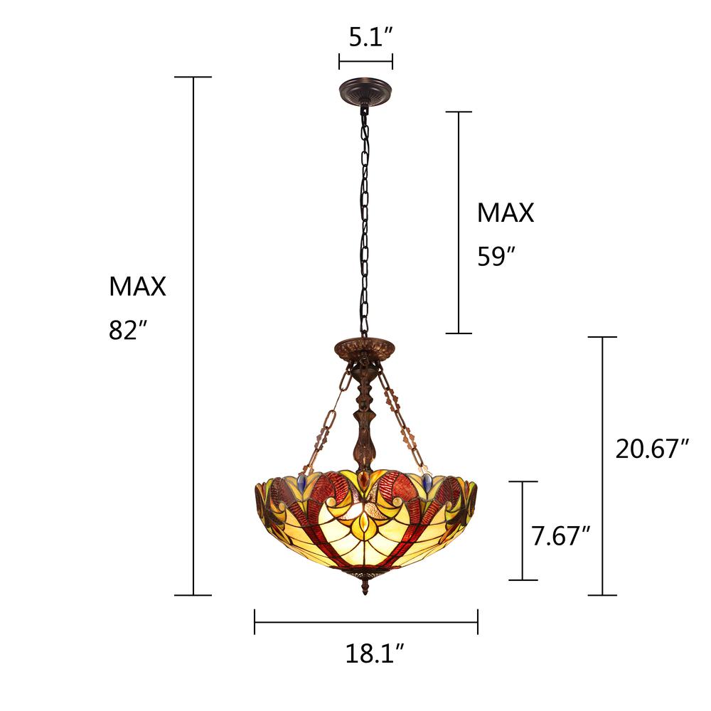 CHLOE Lighting ADIA Victorian-Style Dark Bronze 2 Light Inverted Ceiling Pendant 18" Wide. Picture 7