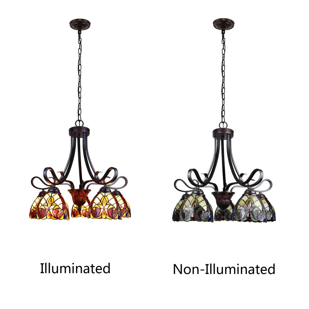 CHLOE Lighting ADIA Victorian Tiffany-Style Dark Bronze 5 Light Large Chandelier 24" Wide. Picture 4