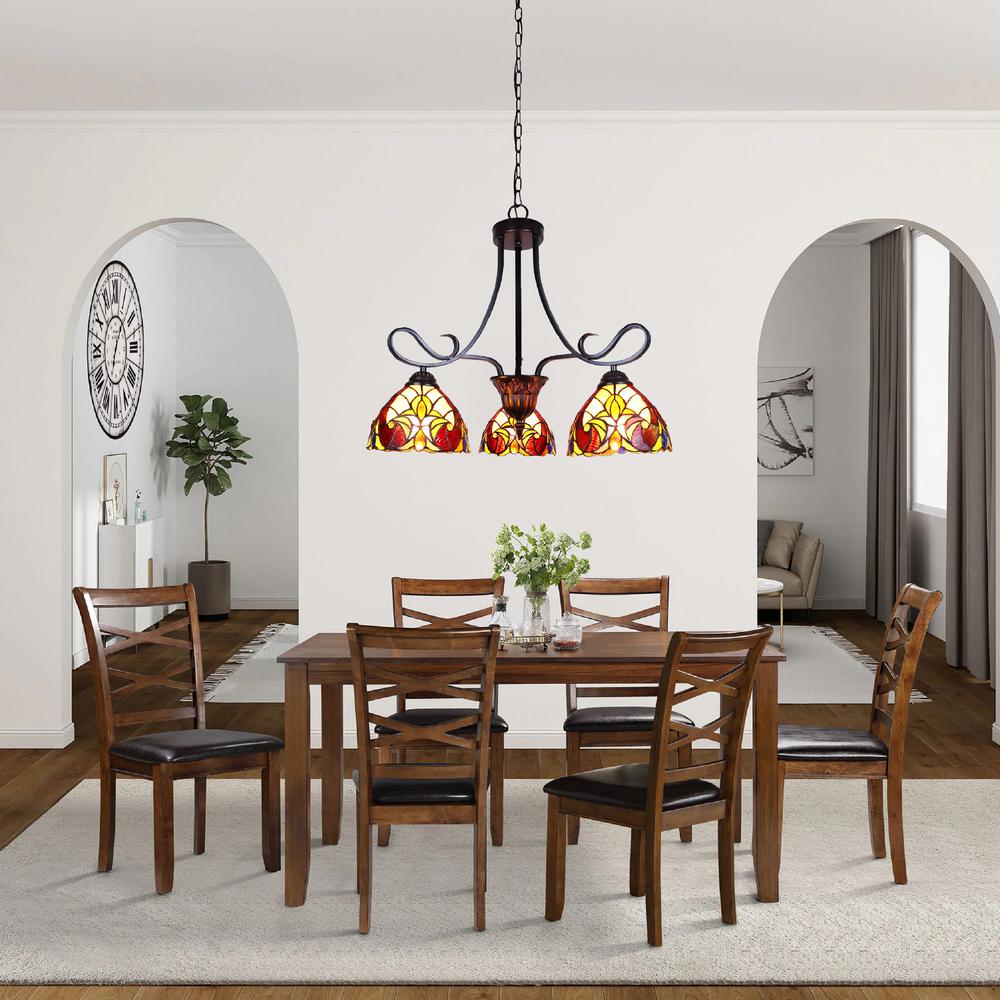 CHLOE Lighting ADIA Victorian Tiffany-Style Dark Bronze 3 Light Mini Chandelier 25" Wide. Picture 5