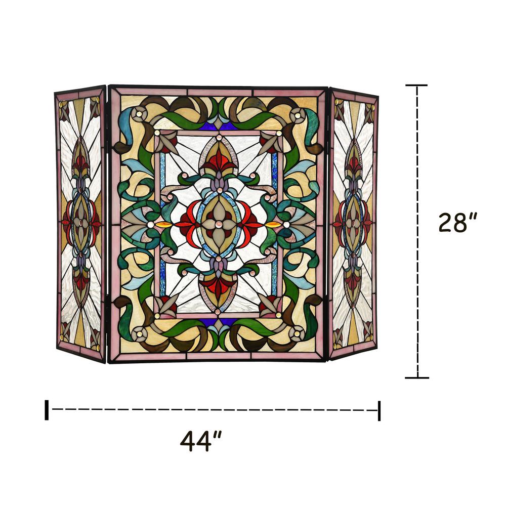 CHLOE Lighting AYLEE Tiffany-style 3pcs Folding Victorian Fireplace Screen 44" Wide. Picture 4