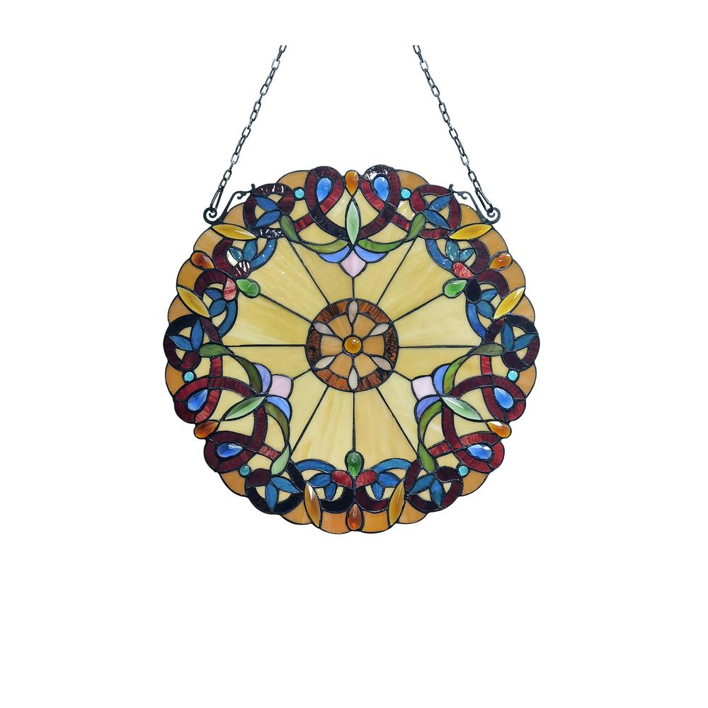 CHLOE Lighting ADALEE Tiffany-style Victorian Stained Glass Window Panel 20" Height. Picture 2