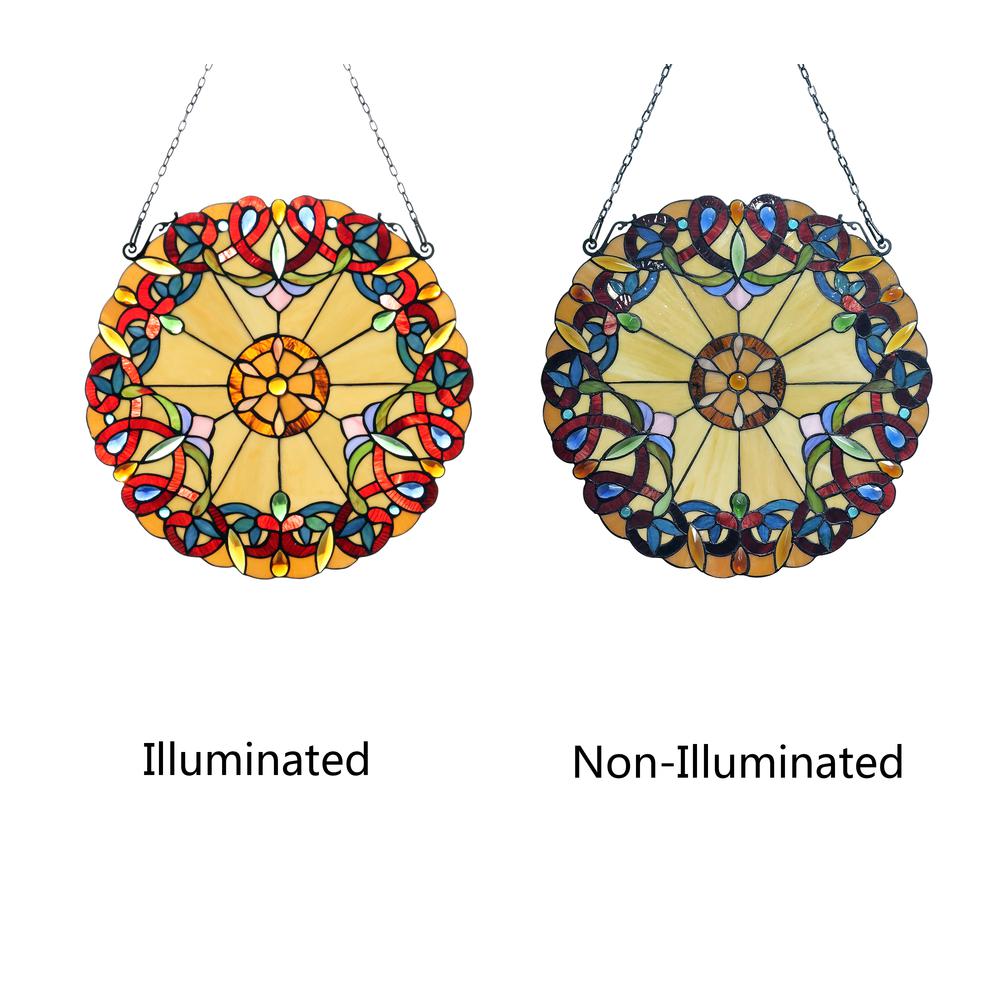 CHLOE Lighting ADALEE Tiffany-style Victorian Stained Glass Window Panel 20" Height. Picture 4