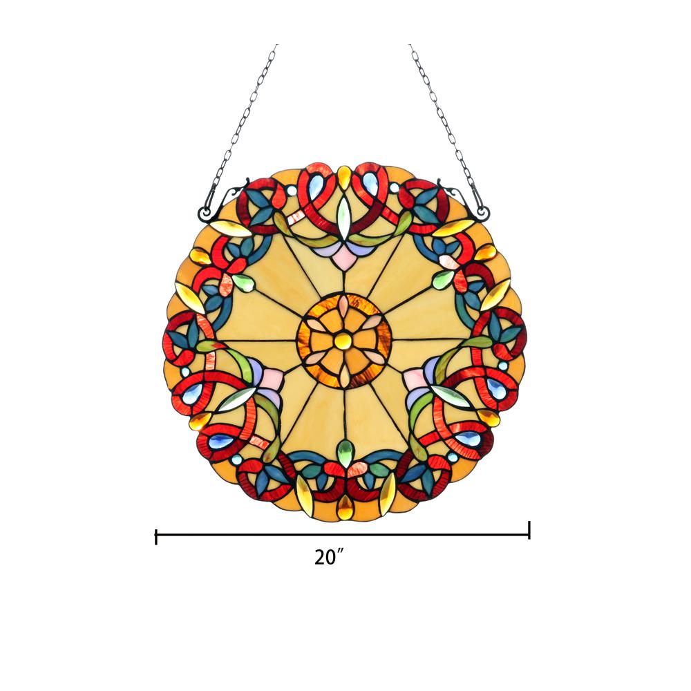 CHLOE Lighting ADALEE Tiffany-style Victorian Stained Glass Window Panel 20" Height. Picture 7
