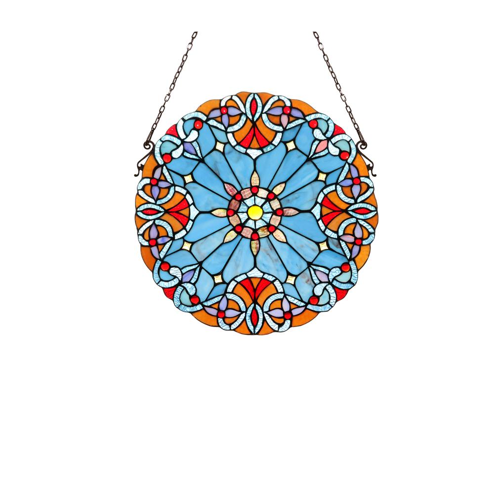 CHLOE Lighting AMIYA Tiffany-style Victorian Stained Glass Window Panel 20" Height. Picture 1
