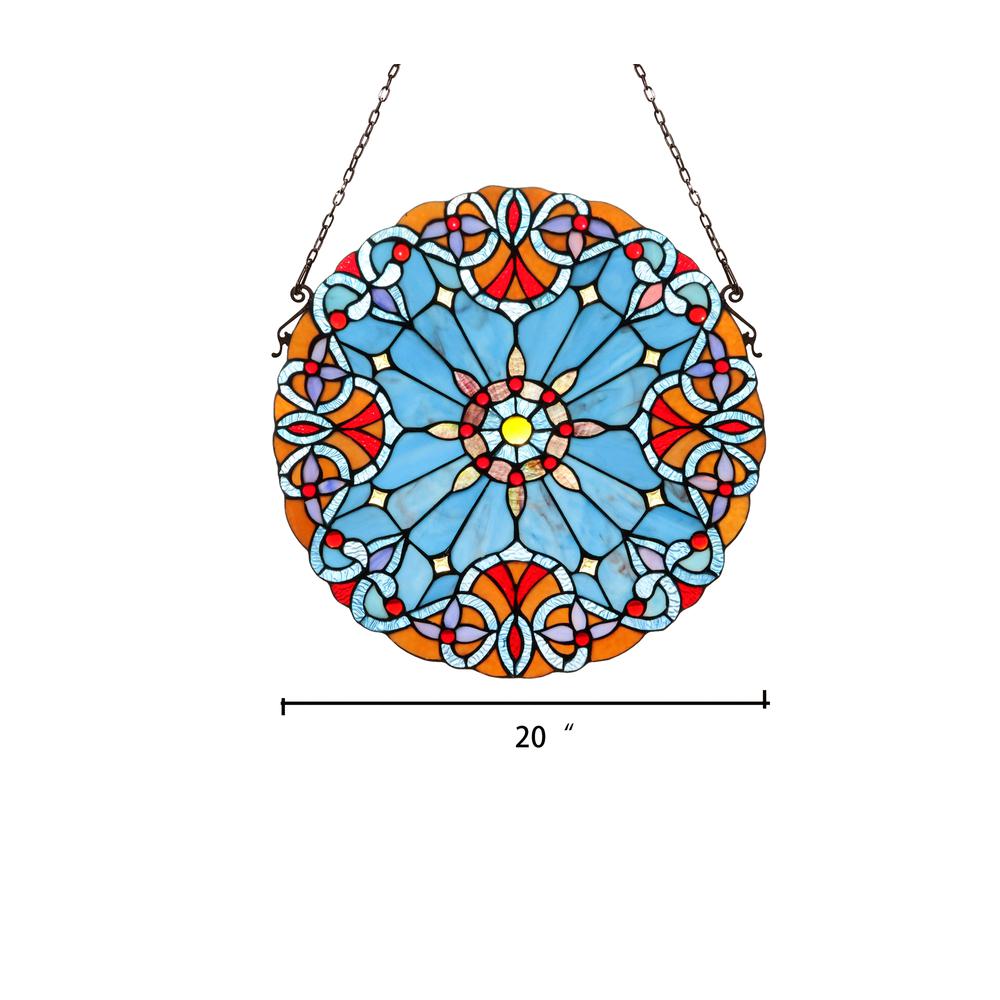 CHLOE Lighting AMIYA Tiffany-style Victorian Stained Glass Window Panel 20" Height. Picture 7
