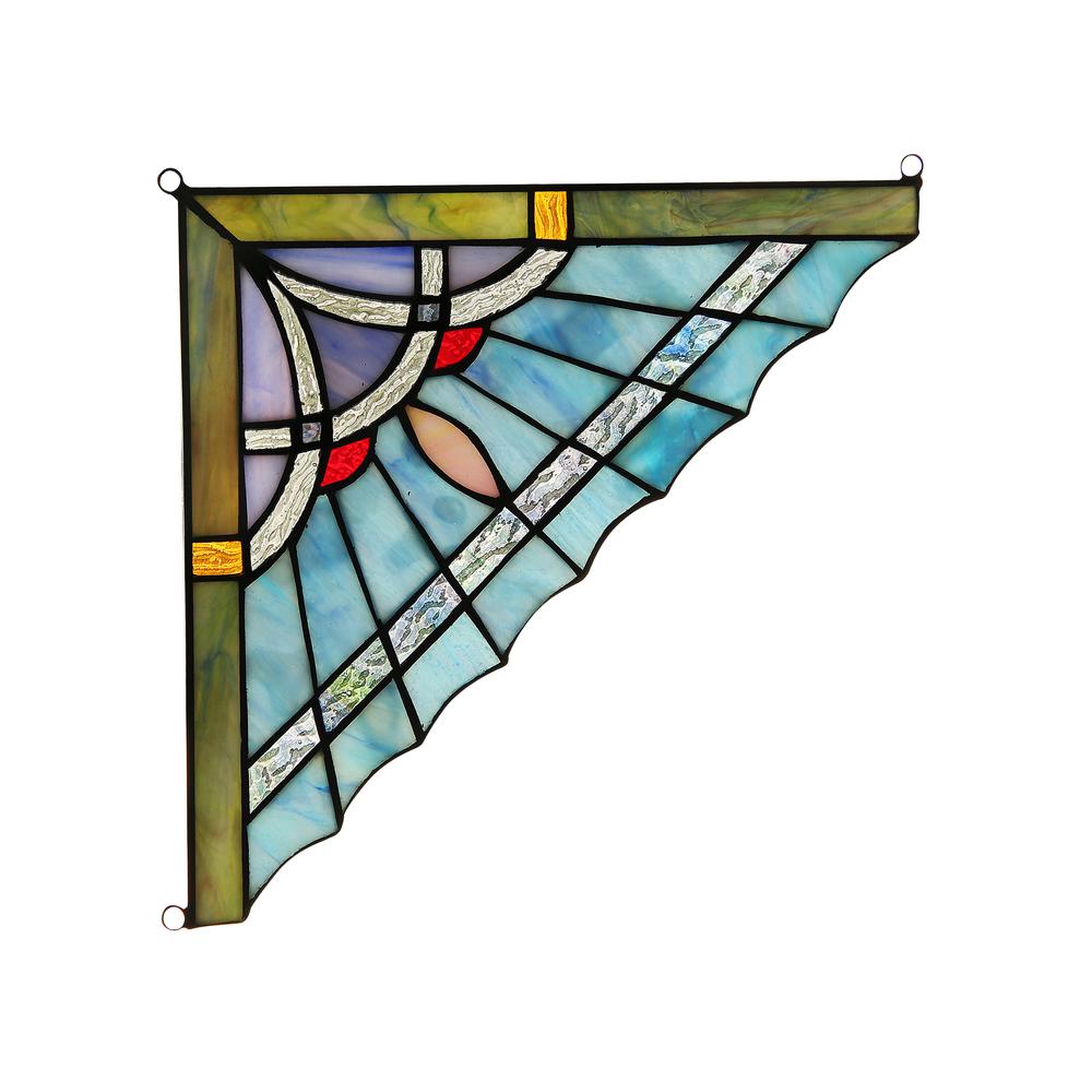 OBSIDIAN Mission Tiffany-glass Window Panel 10" Wide. Picture 5