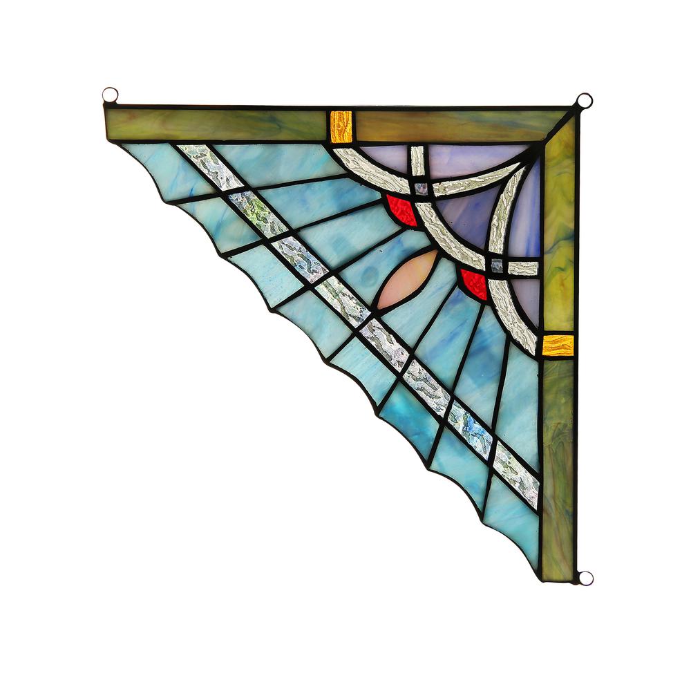 OBSIDIAN Mission Tiffany-glass Window Panel 10" Wide. Picture 4