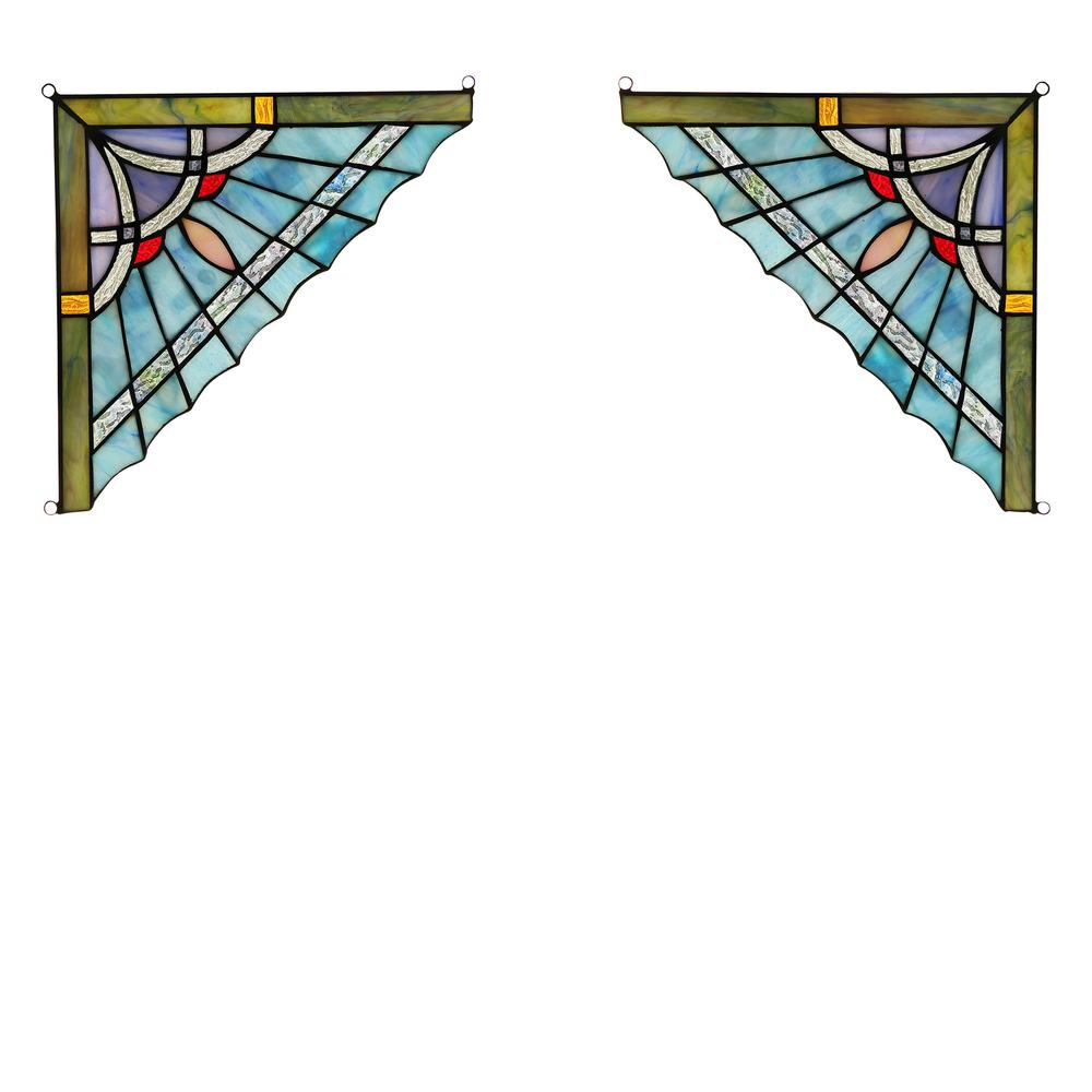 OBSIDIAN Mission Tiffany-glass Window Panel 10" Wide. Picture 2