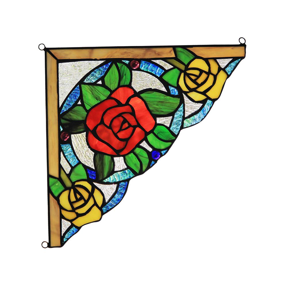 ROSELIA  Floral Tiffany-glass Window Panel 10" Wide. Picture 5