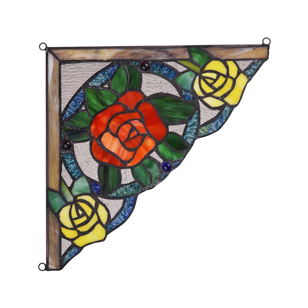 ROSELIA  Floral Tiffany-glass Window Panel 10" Wide. Picture 3