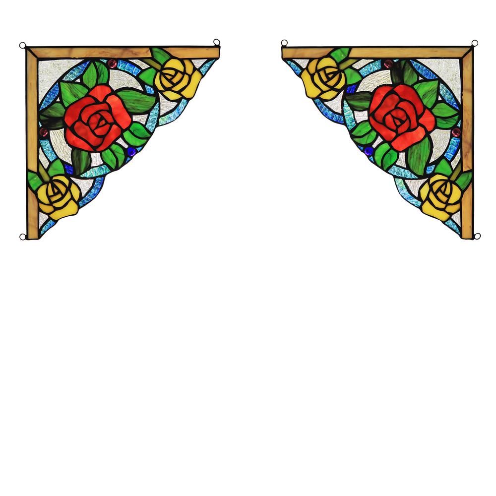 ROSELIA  Floral Tiffany-glass Window Panel 10" Wide. Picture 2