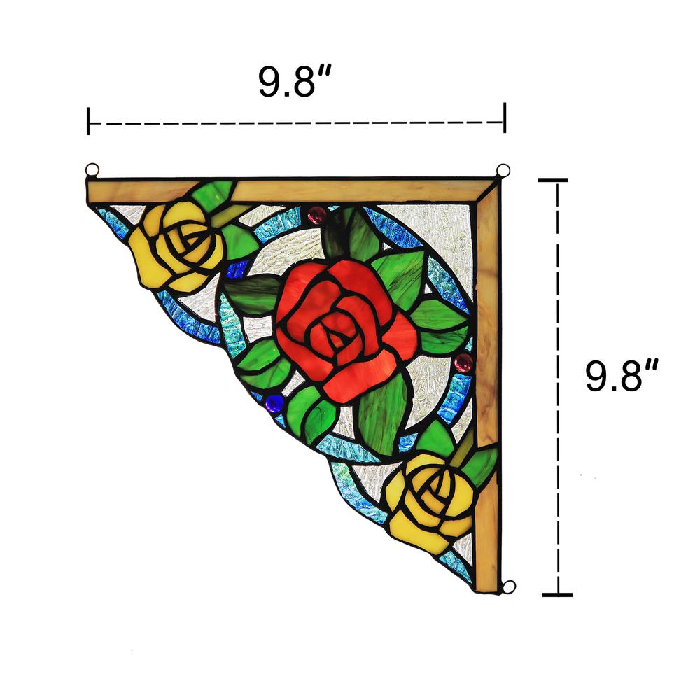 ROSELIA  Floral Tiffany-glass Window Panel 10" Wide. Picture 1