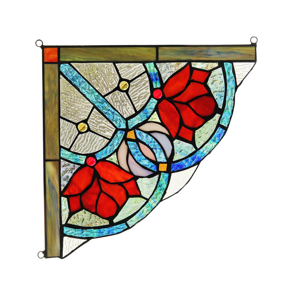ROSEHEART Victorian Tiffany-glass Window Panel 10" Wide. Picture 5