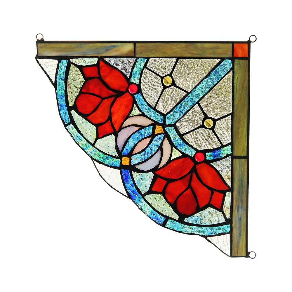 ROSEHEART Victorian Tiffany-glass Window Panel 10" Wide. Picture 4