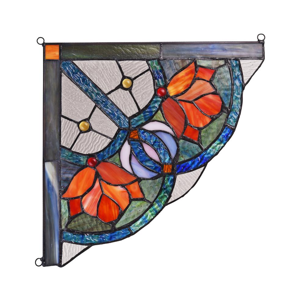 ROSEHEART Victorian Tiffany-glass Window Panel 10" Wide. Picture 3