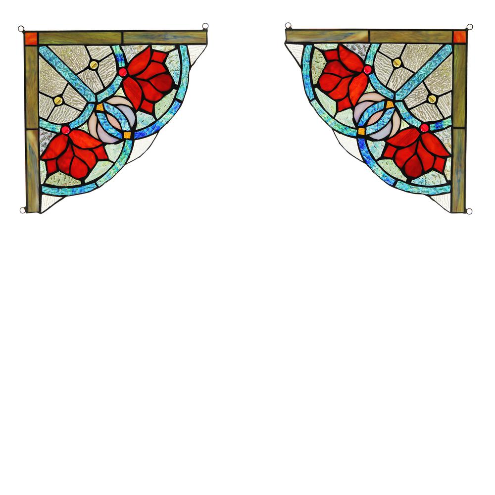 ROSEHEART Victorian Tiffany-glass Window Panel 10" Wide. Picture 2