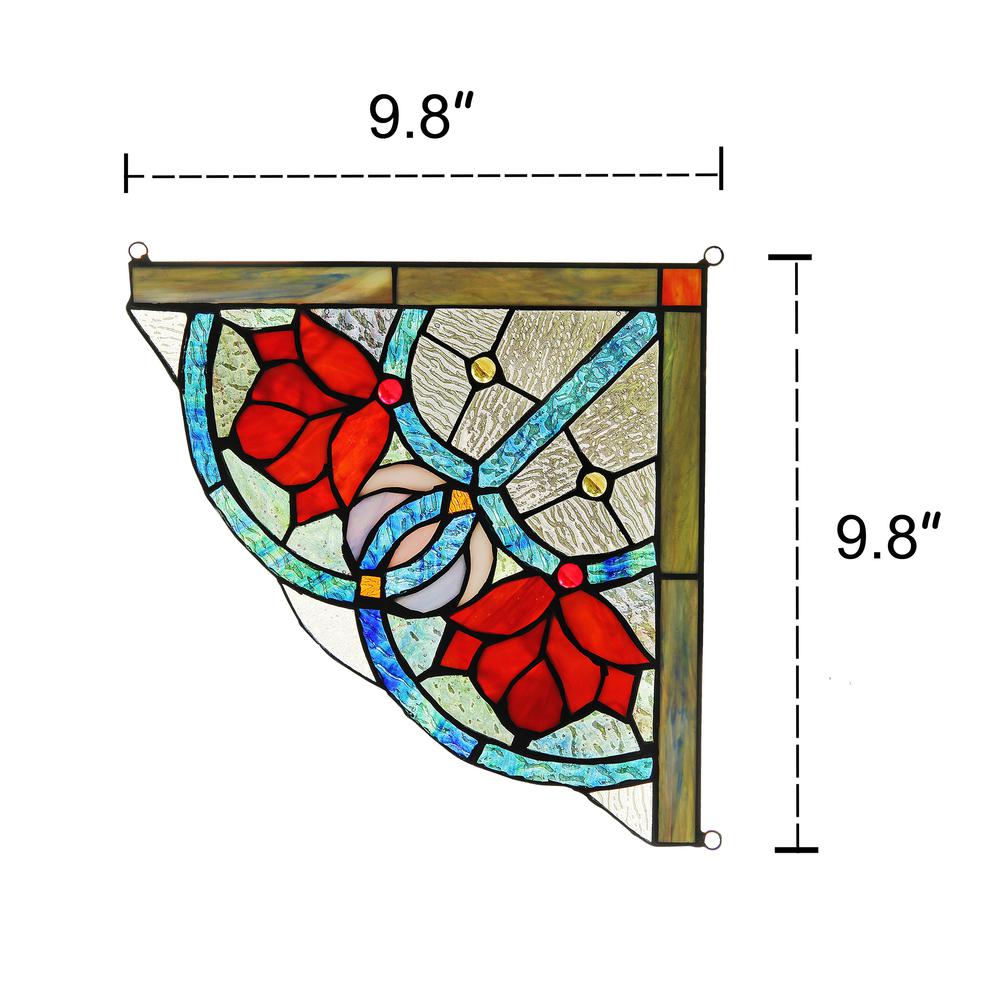 ROSEHEART Victorian Tiffany-glass Window Panel 10" Wide. Picture 1