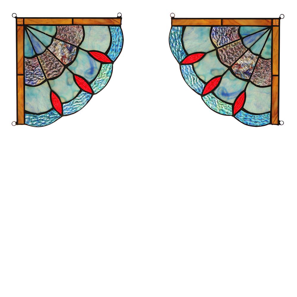 MEI Victorian Tiffany-glass Window Panel 8" Wide. Picture 2