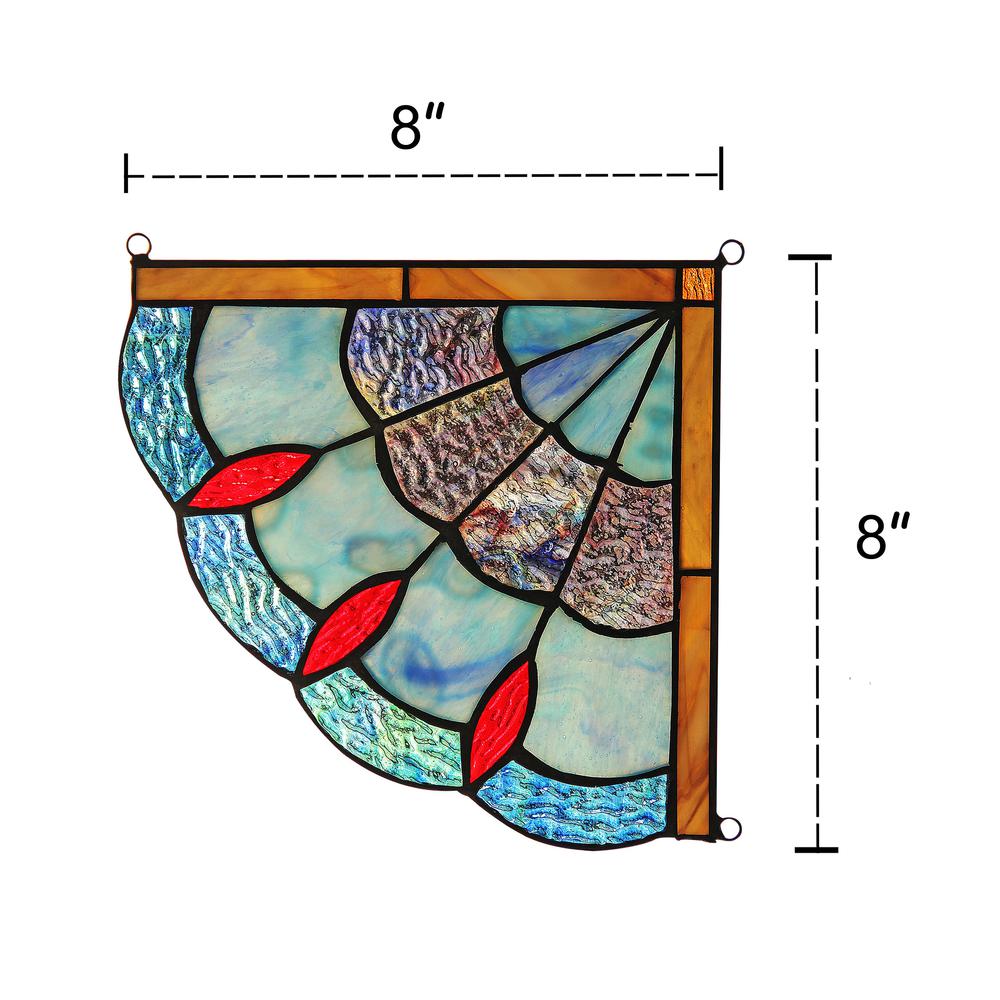 MEI Victorian Tiffany-glass Window Panel 8" Wide. Picture 1