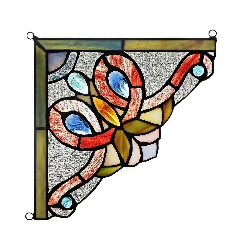 VICTORIE Victorian Tiffany-glass Window Panel 8" Wide. Picture 5