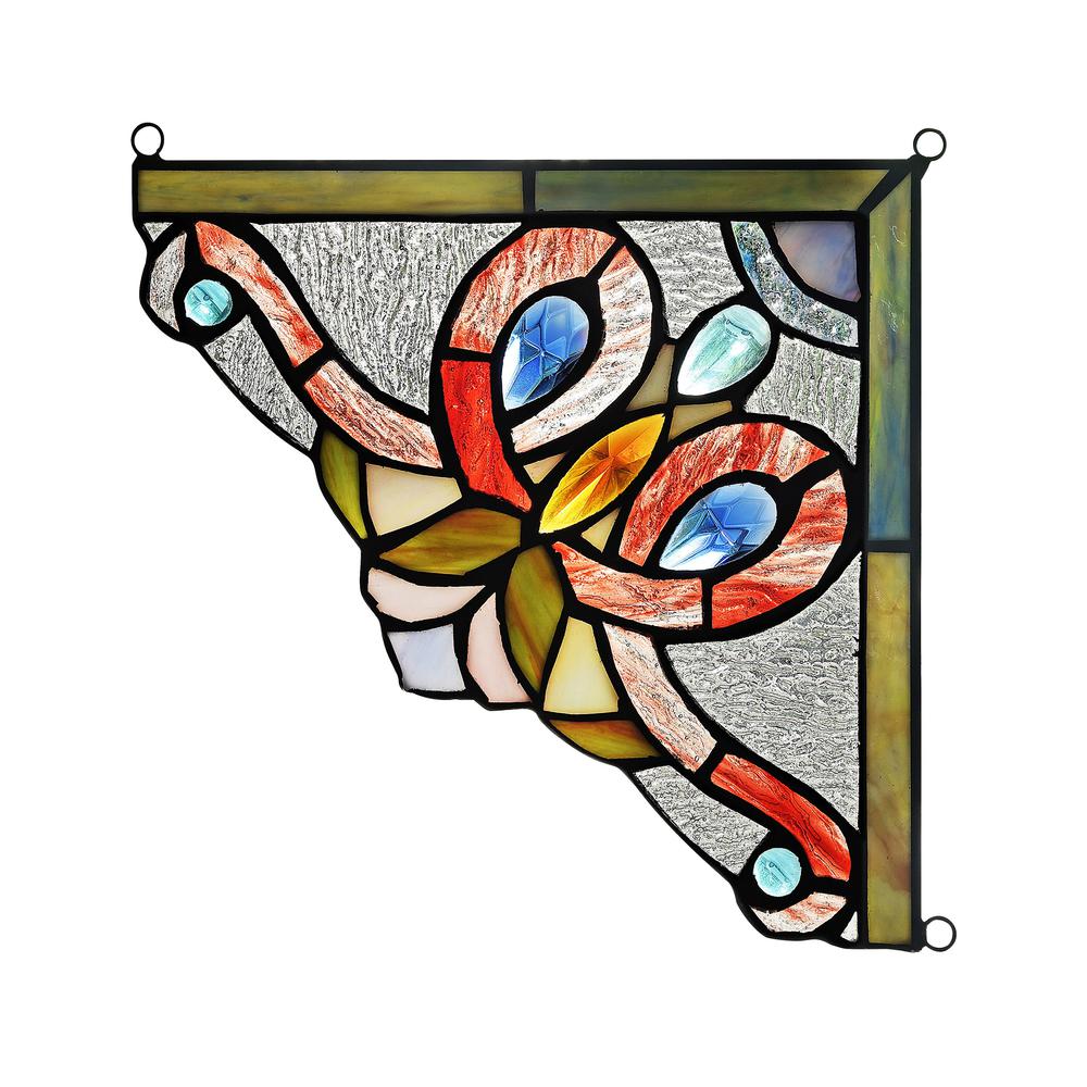 VICTORIE Victorian Tiffany-glass Window Panel 8" Wide. Picture 4