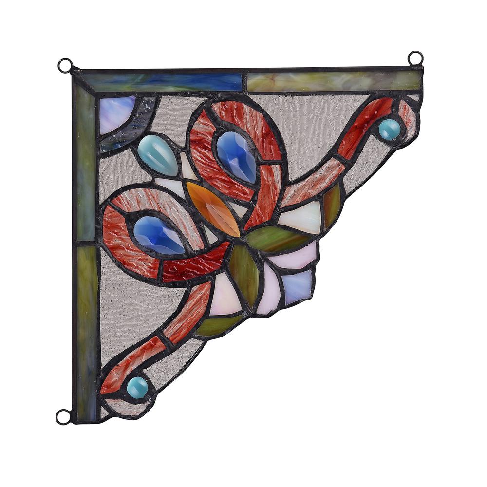 VICTORIE Victorian Tiffany-glass Window Panel 8" Wide. Picture 3