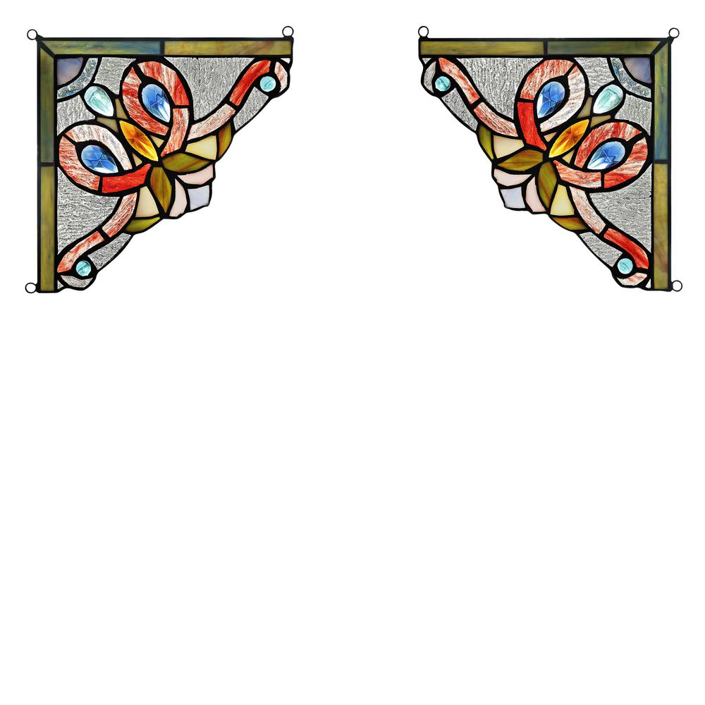 VICTORIE Victorian Tiffany-glass Window Panel 8" Wide. Picture 2
