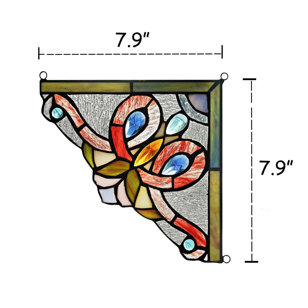 VICTORIE Victorian Tiffany-glass Window Panel 8" Wide. Picture 1