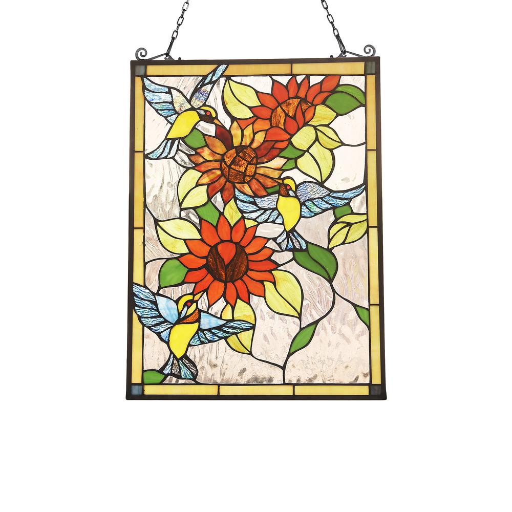 SUNFLOWER Animal Tiffany-glass Window Panel 24" Tall. Picture 3